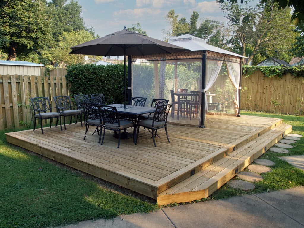 Outdoor cabana and deck