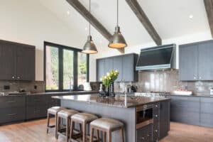 Kitchen island with pendant lights